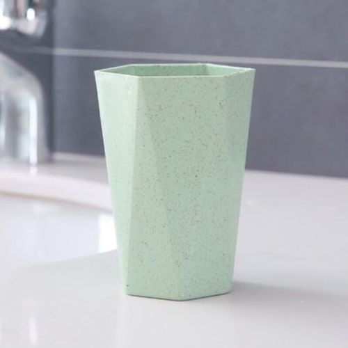 赫孜家用牙刷杯情侣洗漱杯漱口杯小麦秸秆杯子牙缸漱口杯 绿色 菱形款